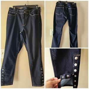 a.n.a Dark Blue Jeggings Split Hem With Snap Buttons Size 12
